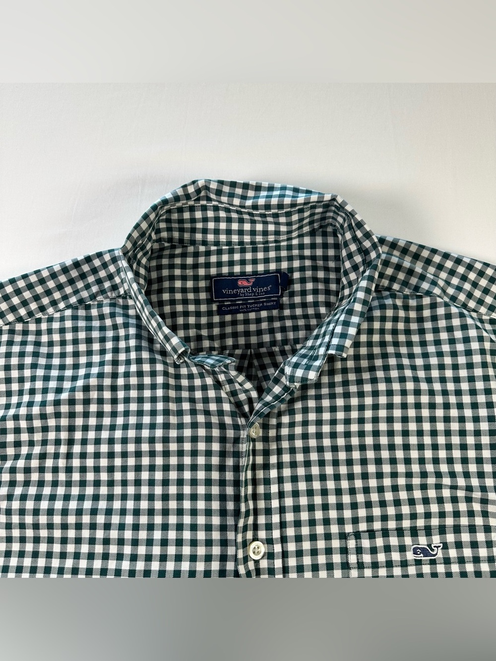 Vineyard Vines Tucker Shirt Mens L Green Gingham Classic Fit Cotton Button Down - Picture 8 of 13